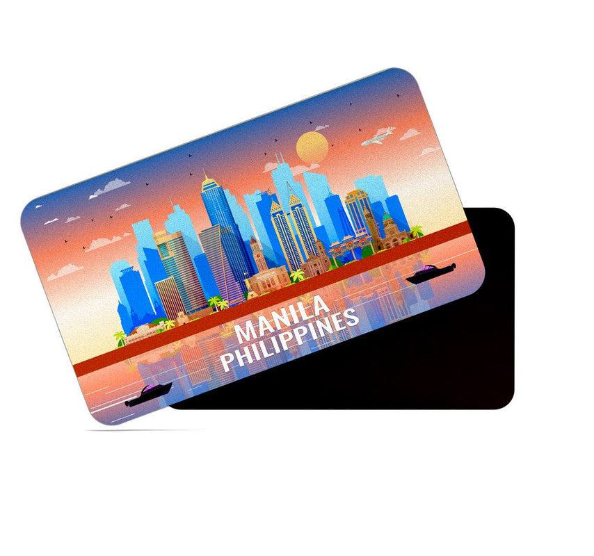 dhcrafts Rectangular Rubber Fridge Magnet / Magnetic Card Multicolor Philippines Manila Design Pack of 1 (8.6cm x 5.4cm)